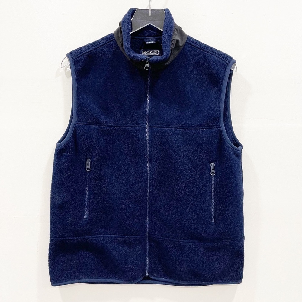 Lands’ End Polartec Fleece Vest Full Zip Navy Blue